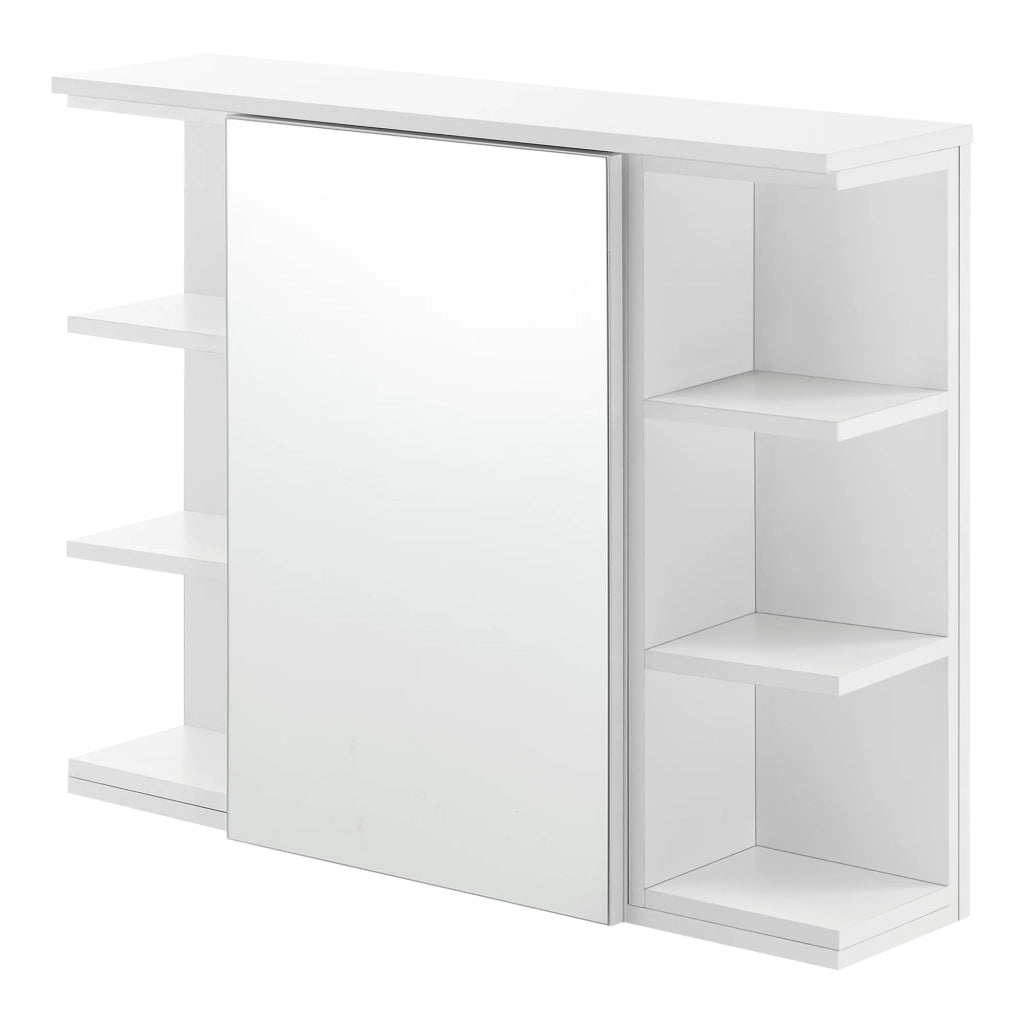 Armadio pensile di design mobile portaoggetti sospeso mobile da bagno anta con specchio ripiani regolabili truciolato melaminico 64 x 80 x 20 cm bianco 03_0005927