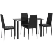 Set tavolo da pranzo allungabile con 4 sedie ¨C zephmum ¨C nero, vetro temperato, metallo
