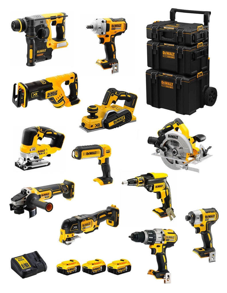 DeWALT Kit DWK1201 (DCD996+DCH273+DCG405+DCF887+DCF894+DCS334+DCS570+ DCS355+DCP580+DCS367+DCL050+DCF620+3x5,0Ah+DCB115+Caddy)