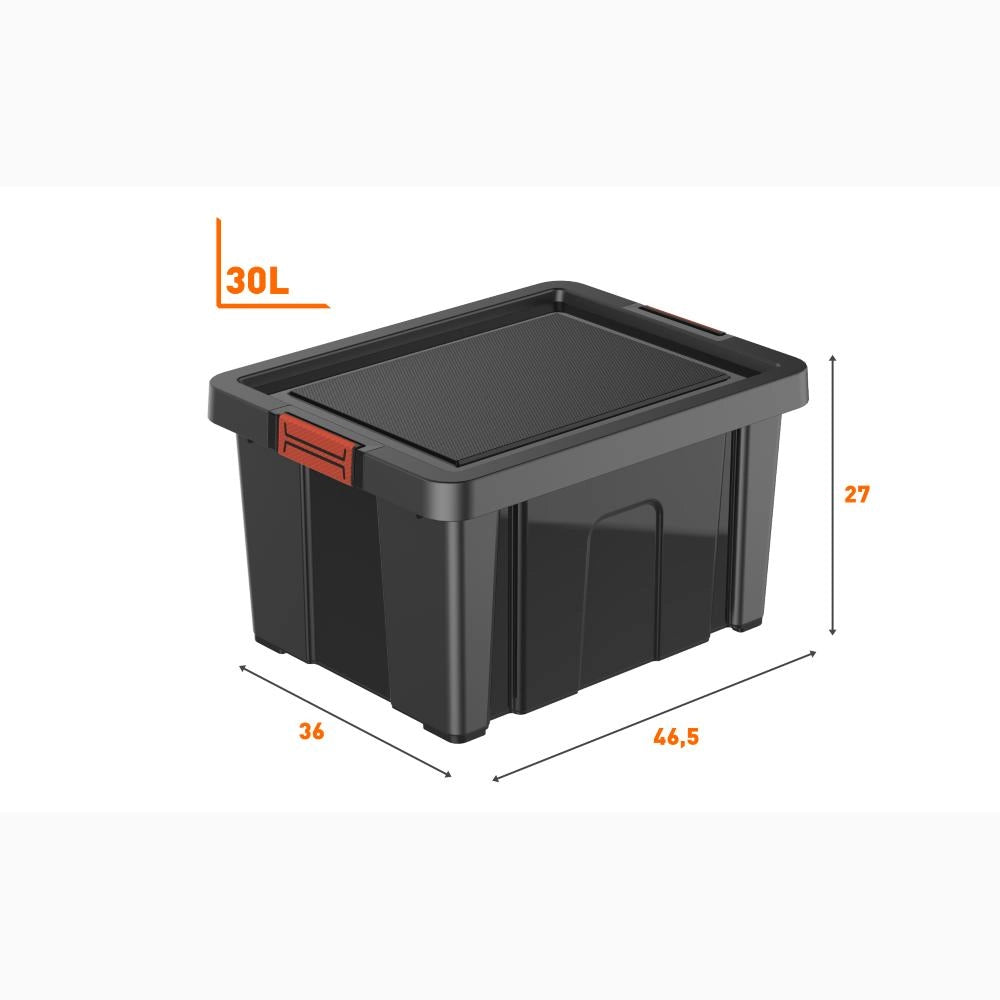 Contenitore Box Multiuso Porta attrezzi Portaoggetti Bricolage Nero 30 Litri