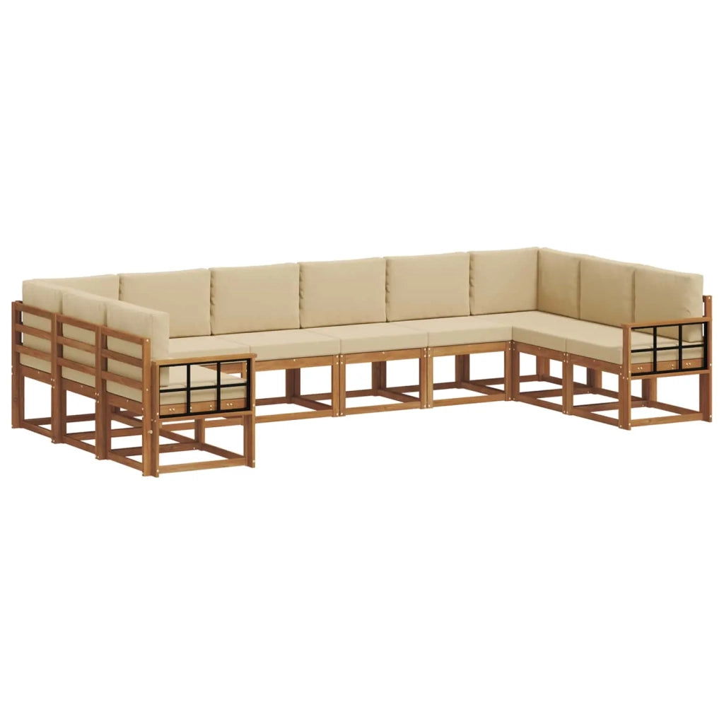 Set di divani da esterno con cuscino 10 pcs Naturale e Beige