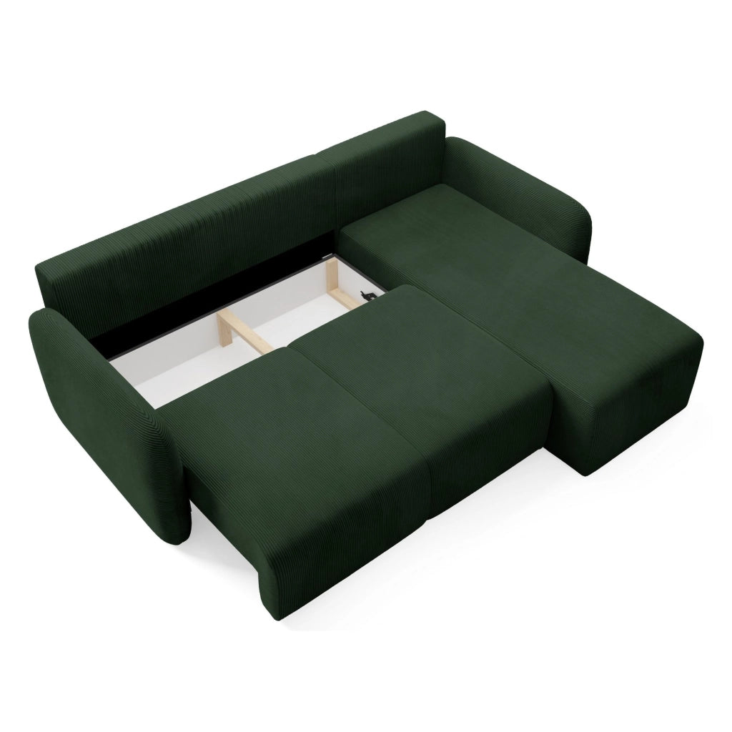 Ranco, Divano Letto con Penisola Contenitore, 245x185 cm Verde bottiglia\