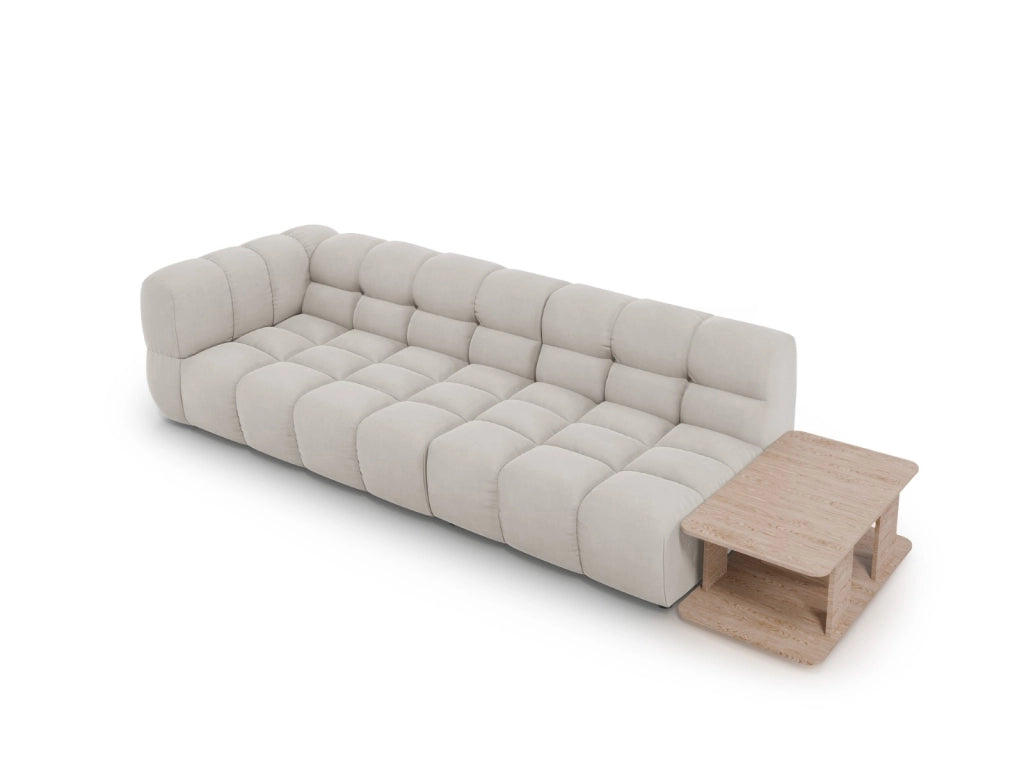 Cosmopolitan Design - Divano modulare destro "Sky" 4 posti in velluto beige chiaro 