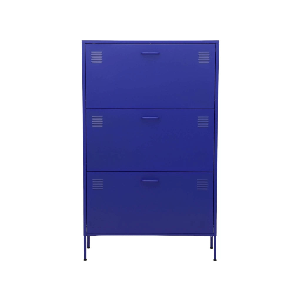 Scarpiera industriale in metallo, 3 ante, blu elettrico
