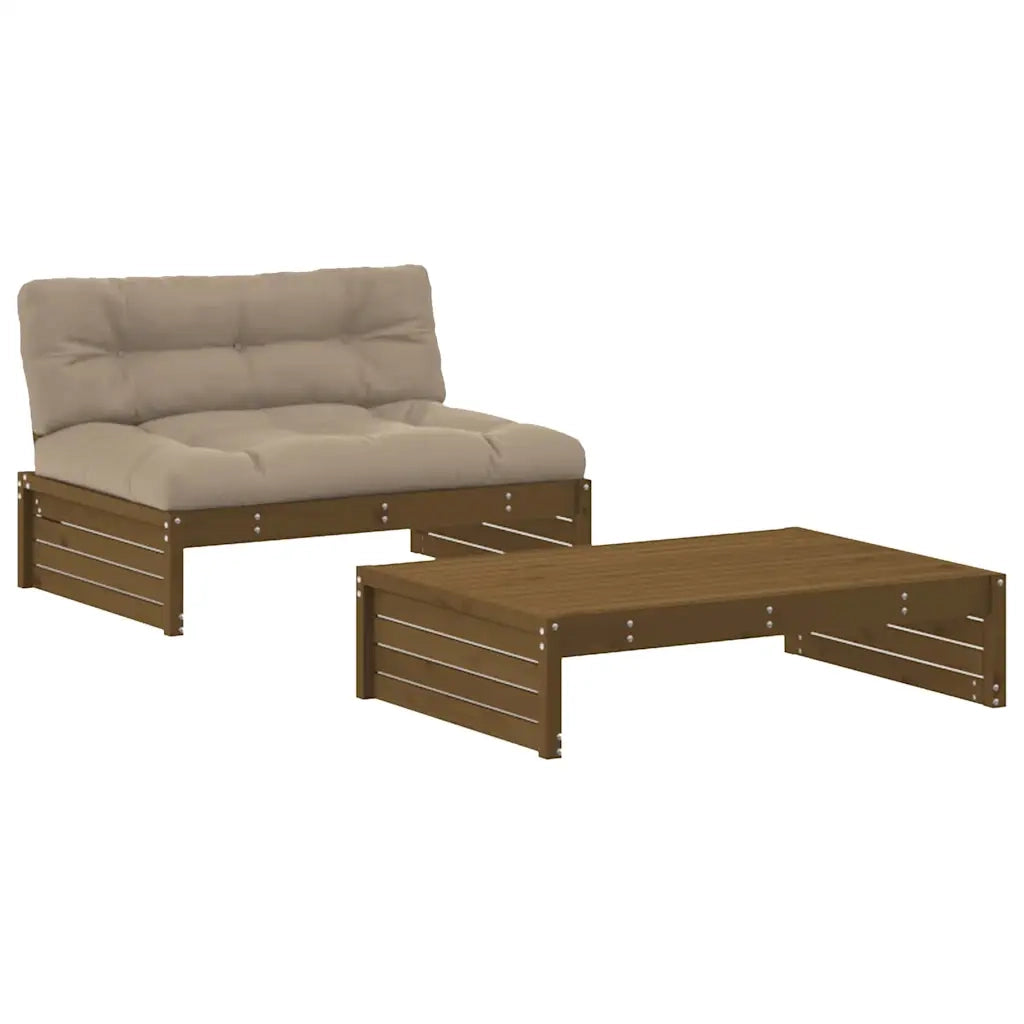 Set Divani da Giardino 2 pz con Cuscini in Legno Massello Mielecod mxl 100514