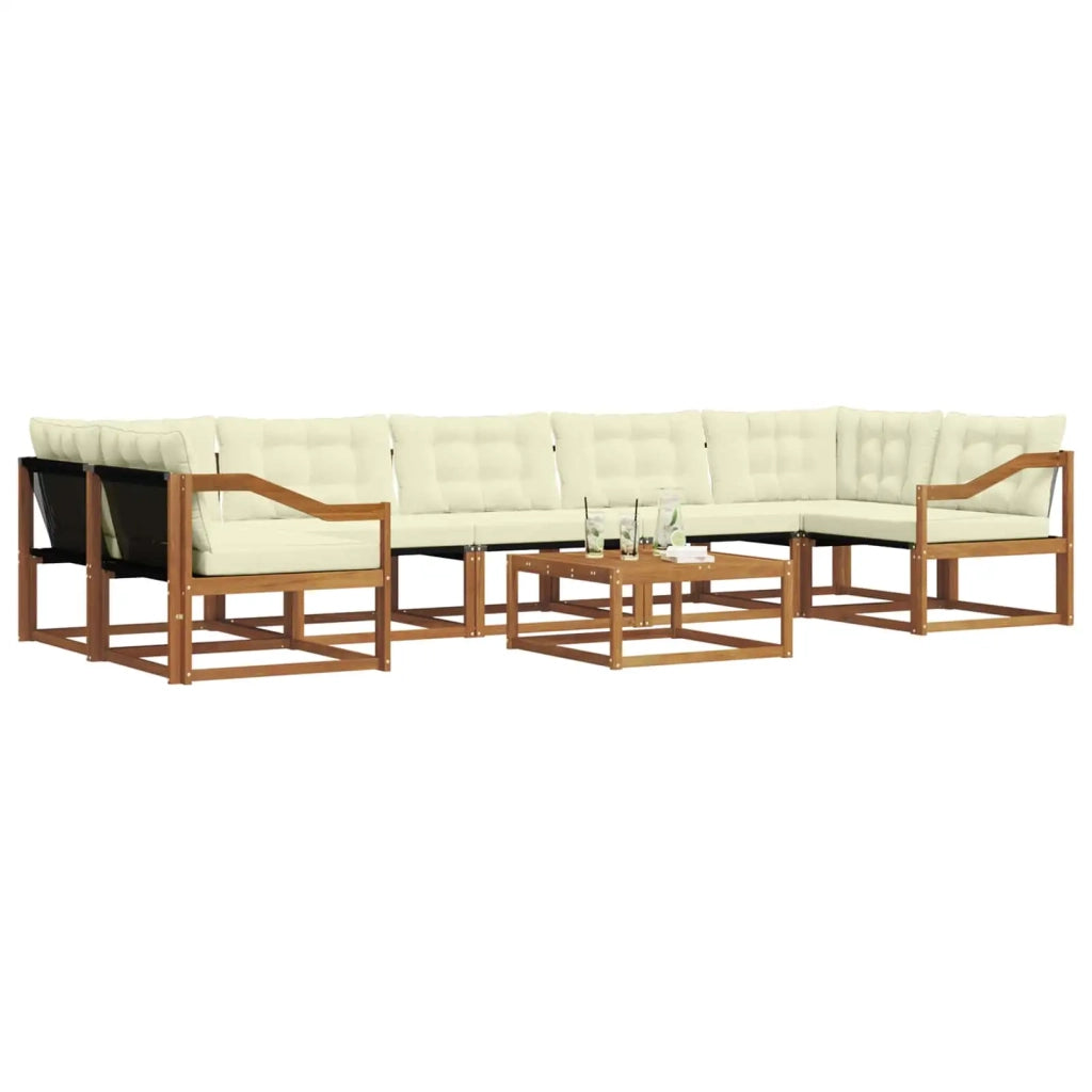 Set di divani da esterno con cuscino 8 pcs Naturale e Crema
