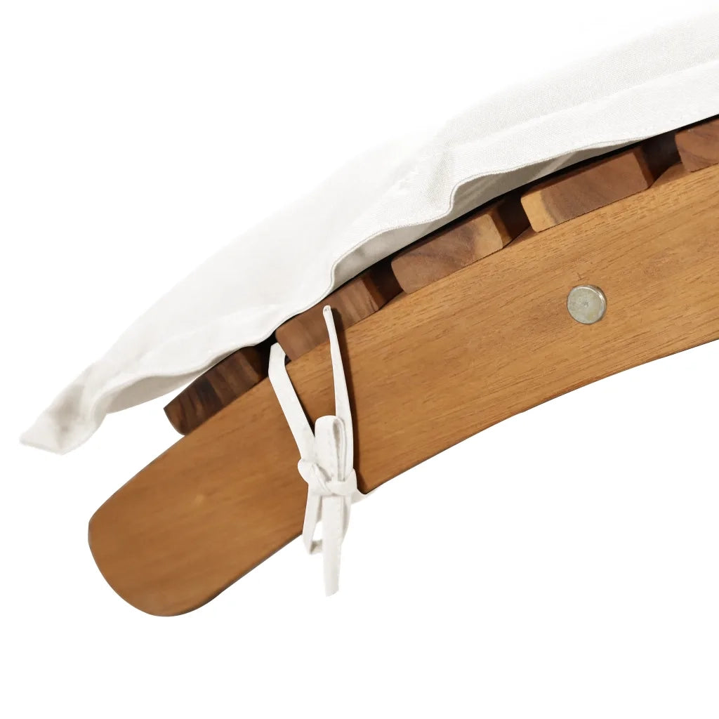 Lettino Prendisole | Sdraio da giardino | Lettino da sole con Cuscino in Legno Massello d'Acacia Crema