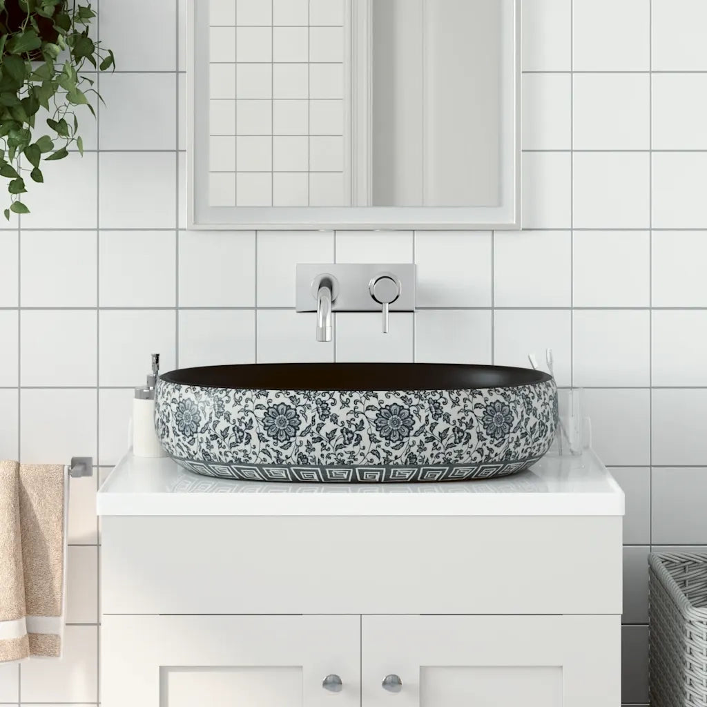 Lavabo da Appoggio Nero e Blu Ovale 59x40x14 cm Ceramica 155115
