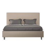 Letto matrimoniale king size con rete imbottito 170x190 similpelle tortora Focus