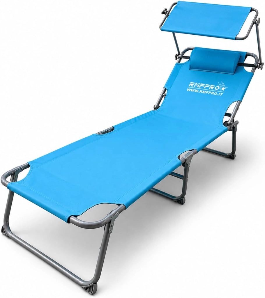 RMF PRO LETTINO PIEGHEVOLE CON PARASOLE BLU