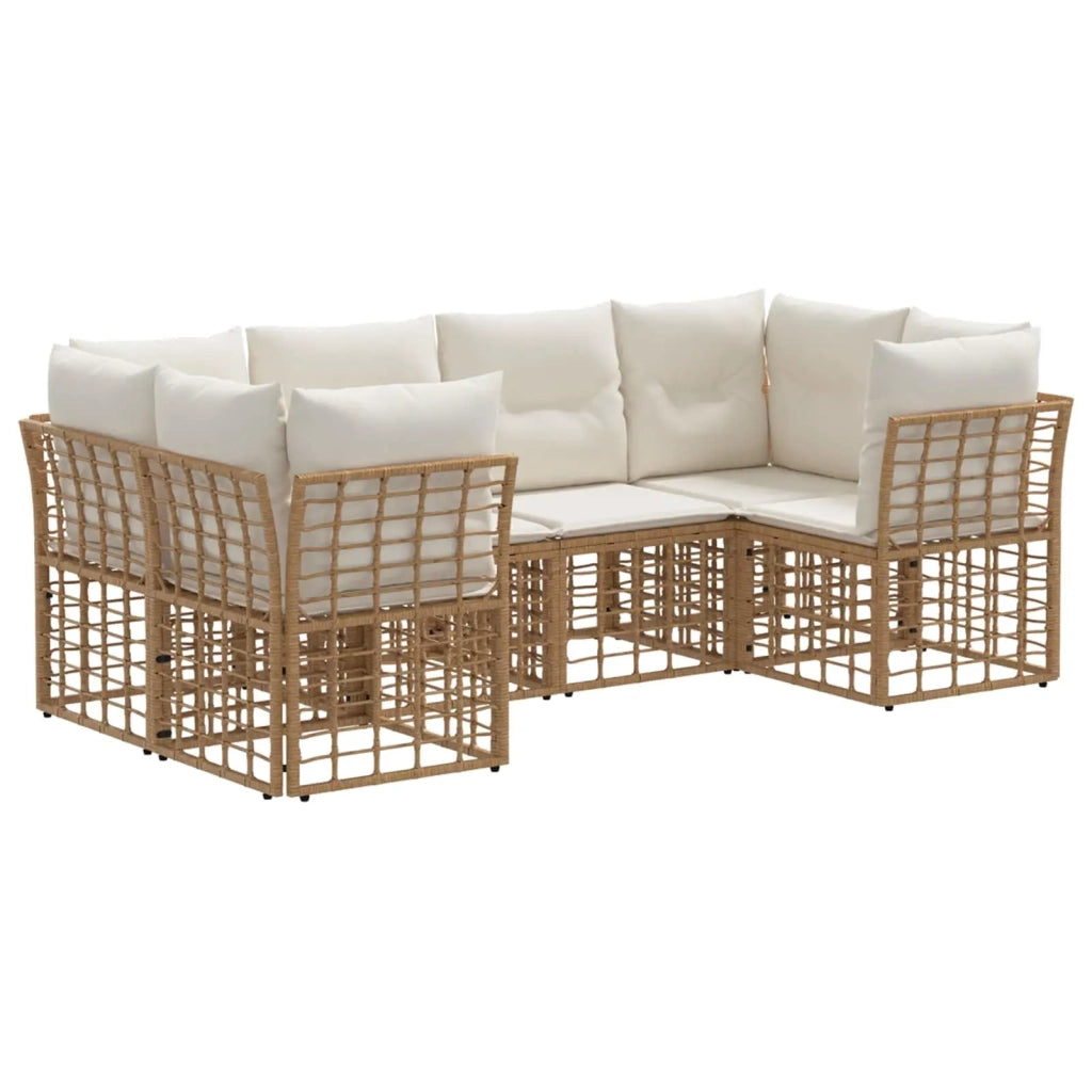 Set di divani da esterno con cuscino 6 pcs Naturale Poliestere 3437546