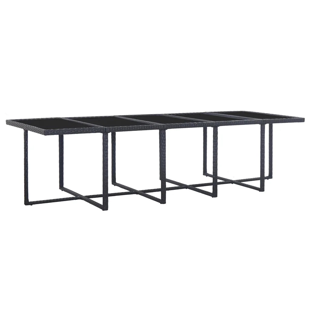 Set da Pranzo da Giardino 15 pz con Cuscini in Polyrattan Nero  cod mxl 42641