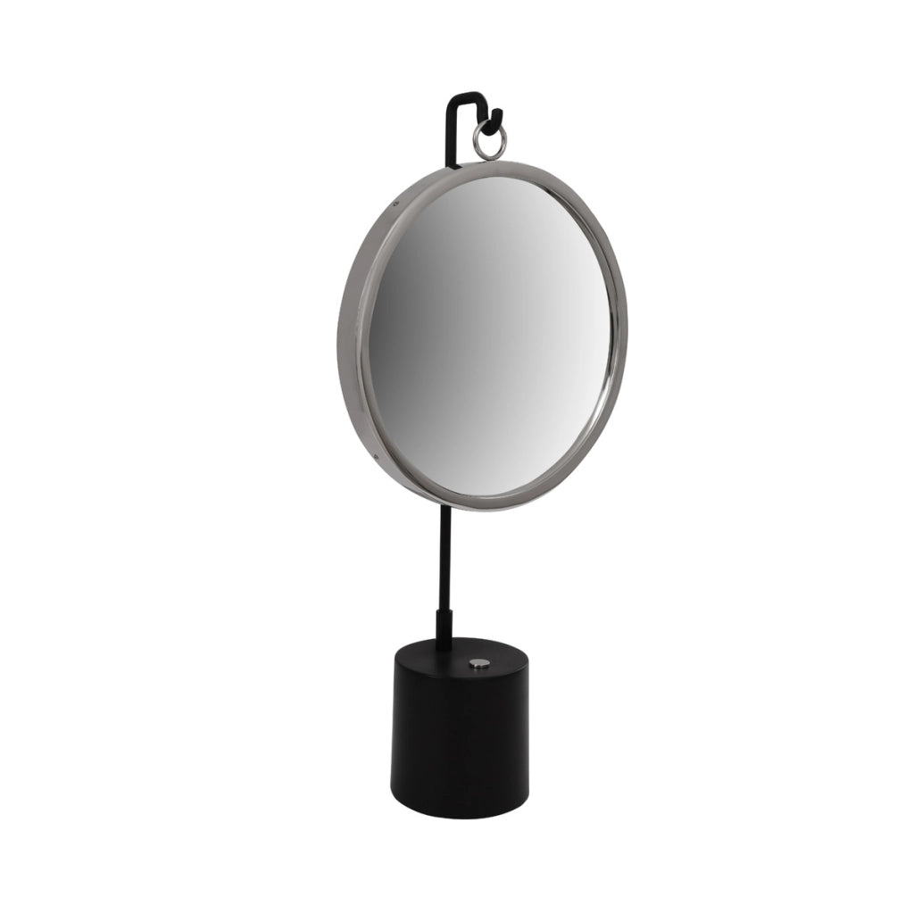 Specchio da tavolo Eleganca in metallo nero e argento