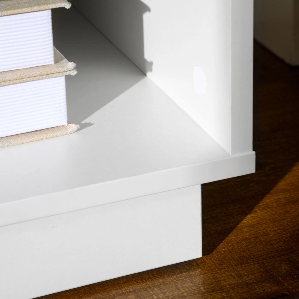 Easycomfort Comodini Moderni con LED, Set 2 Pezzi in Truciolato Bianco con Cassetto e 2 Ripiani Aperti, 40x40x55 cm