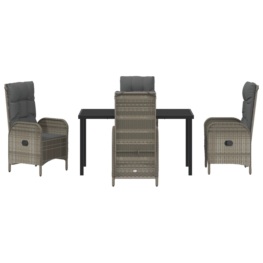 Set da pranzo da giardino 5 pezzi grigio in rattan polimerico