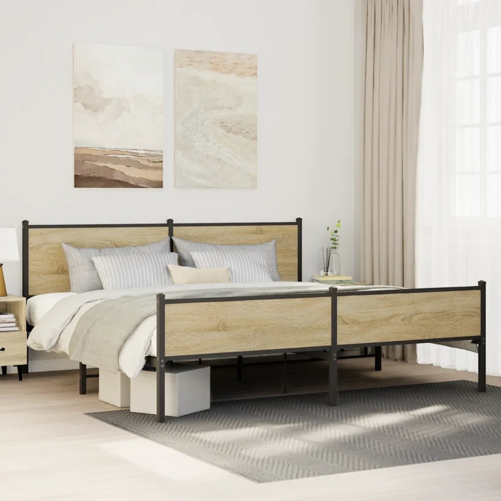 Giroletto senza Materaso in Metallo Rovere Sonoma 200x200 cm
