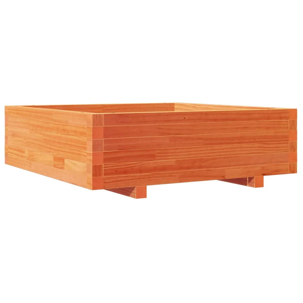 Fioriera rialzata per piante fiori terrazza giardino finitura a cera 80 x 80 x 26,5 cm legno di pino massiccio marrone 02_0038500