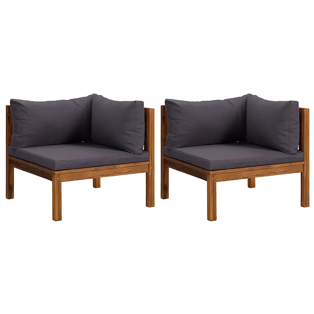 Divani Angolari 2 pz Cuscini Grigio Scuro in Massello di Acacia 316278