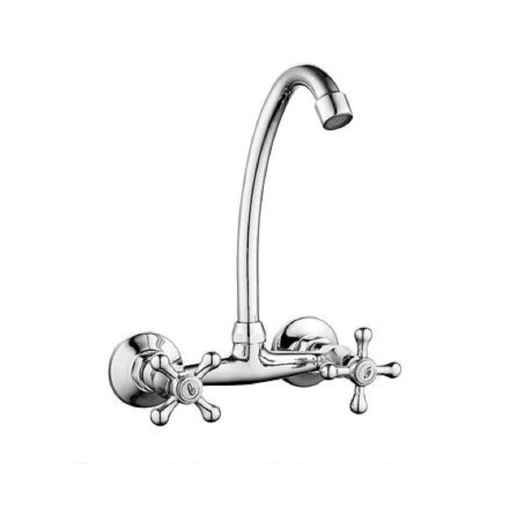 Trade Shop - Miscelatore Rubinetto Parete Manopole A Croce Cucina Lavello Ottone Roma 69407 -
