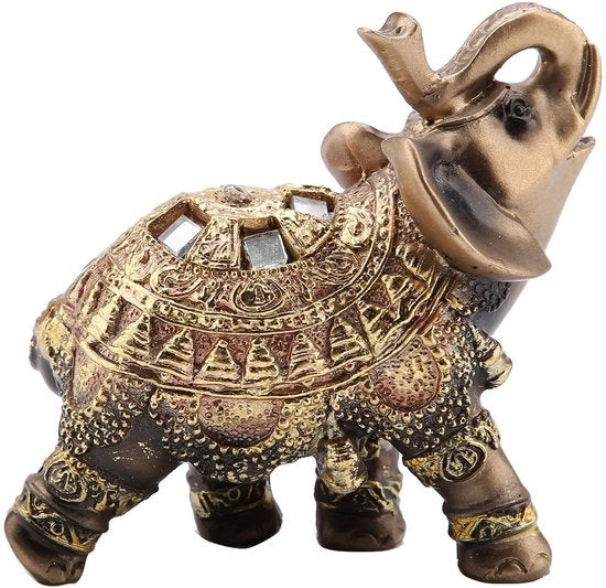 Scultura Feng Shui in Oro - Statua - Arte - Decorazione per Ufficio e Casa - Grande 11,5 x 6 x 11,5 cm - Nuova in Hars - Decorazione da Parete