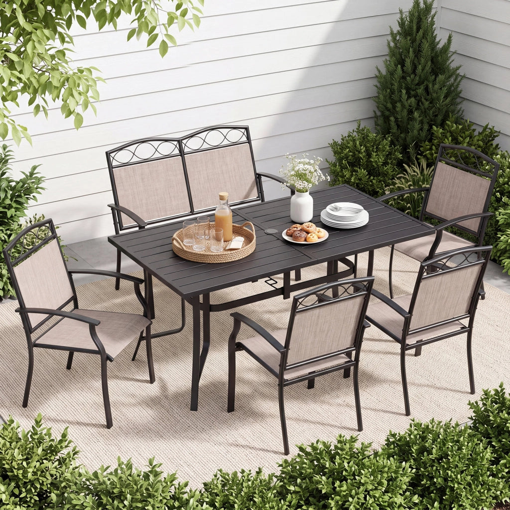 Set da 2 sedie da giardino con schienale e braccioli poltrone ergonomiche, Sedie da terrazza in tessuto con ampia seduta