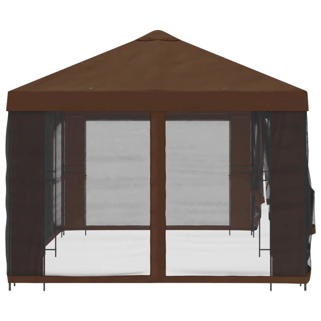 Gazebo con pareti laterali 6 x 3 m Marrone Poliestere e Acciaio