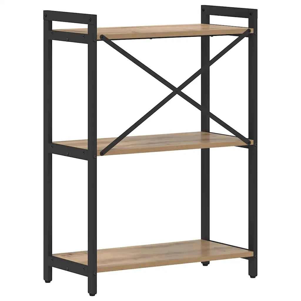 Libreria-Scaffale per Libri-Mobile di Stoccaggio Rovere artigianale 60 x 30 x 85 cm Legno multistrato