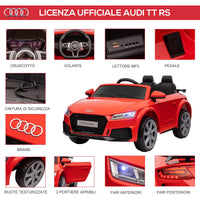 Macchina Elettrica per Bambini Licenza Audi TT con Telecomando e Fari LED Rosso