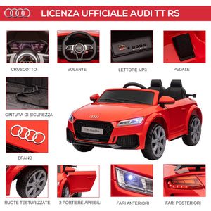 Macchina Elettrica per Bambini Licenza Audi TT con Telecomando e Fari LED Rosso