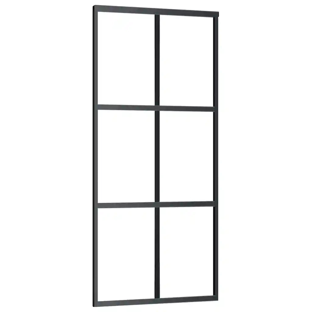 Porta Scorrevole con Ferramenta Nera 90x205 cm in Vetro ESG