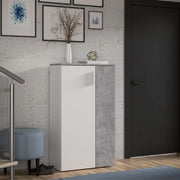 Mobile multiuso scarpiera 2 ante con 5 ripiani colore bianco e cemento Lucio 69x34x120H
