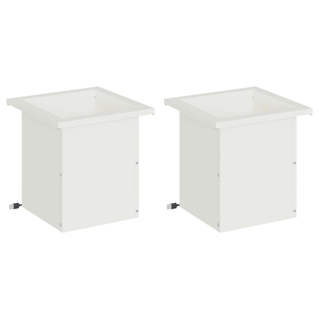 Fioriera da giardino con LED 2 pz Bianco 30 x 30 x 30 cm 8008059