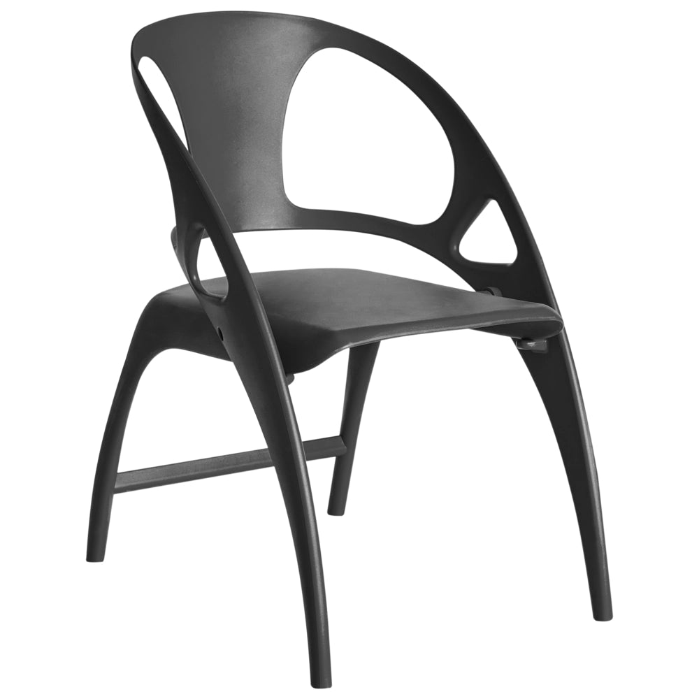 Set di 4 sedie da giardino in polipropilene nero plastica leggera e resistente agli agenti atmosferici per interni e per esterni.