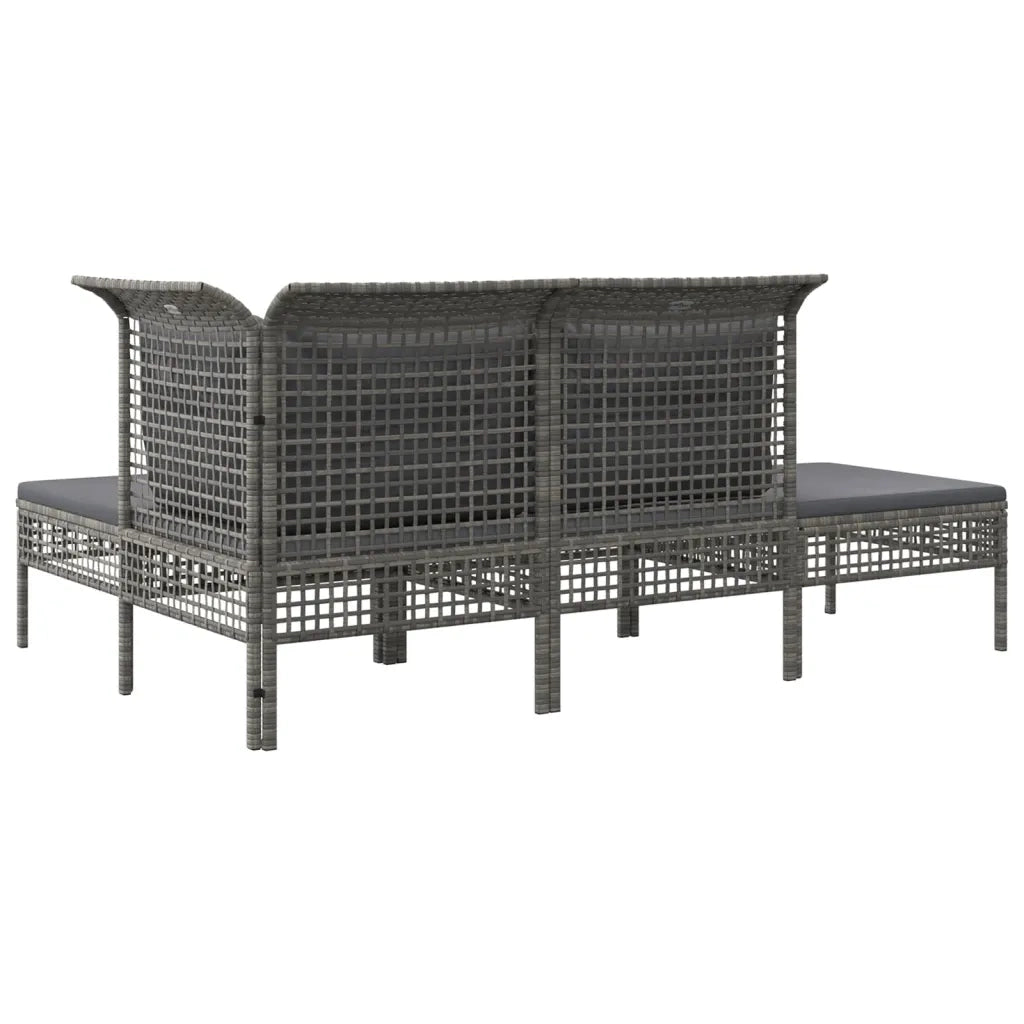 Set Divani da Giardino 4 pz con Cuscini-Sofa da giardino in Polyrattan Grigio 594361
