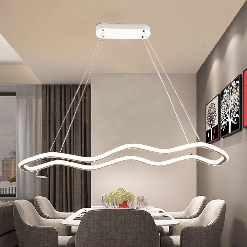 Lampadario Plafoniera Illuminazione a Led Moderno 48W Luce Soffitto Forma onda luce bianca fredda 6500K