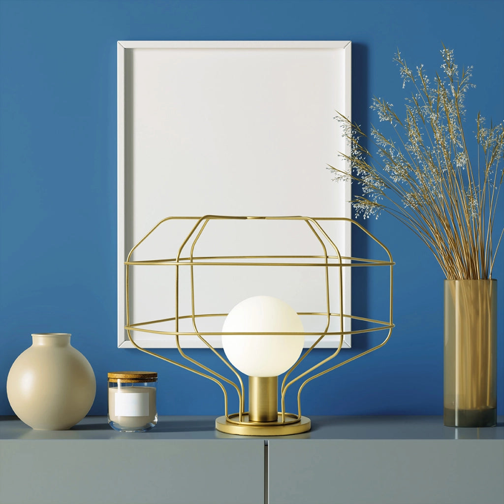WIRE LAMPADA DA TAVOLO GABBIA ORO 1 LUCE ATTACCO G9 DIMMER SUL CAVO H.30,2CM