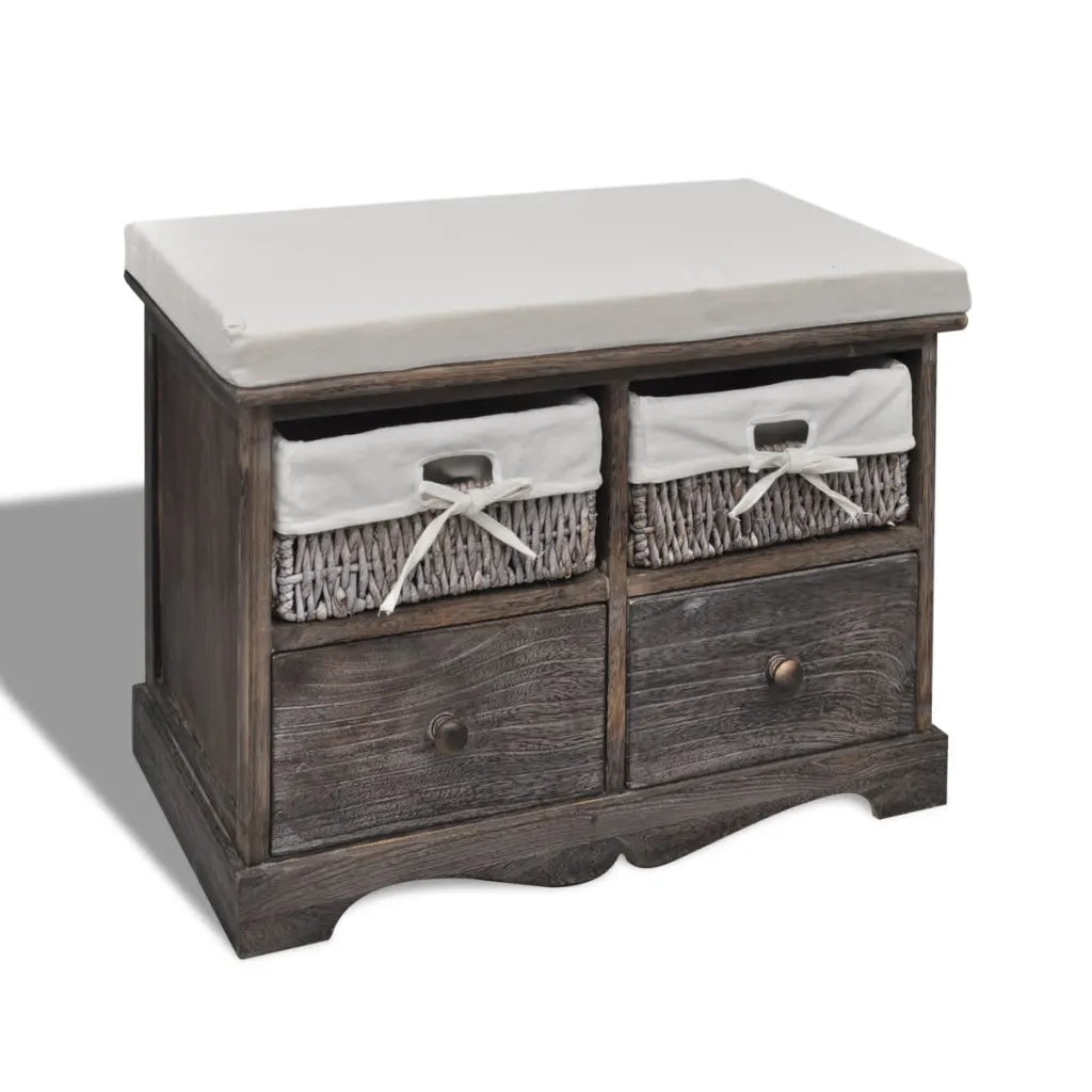 Cassapanca Marrone 62x33x42 cm in Legno di Paulownia cod mxl 46164