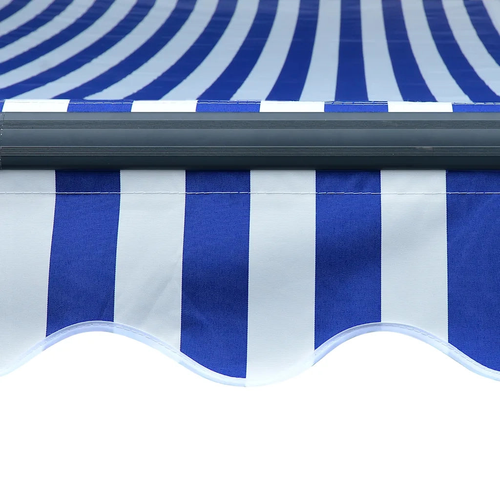 Tenda da Sole Retrattile Manuale con LED-Tenda parasole per Patio 300x250cm Blu e Bianco 477265