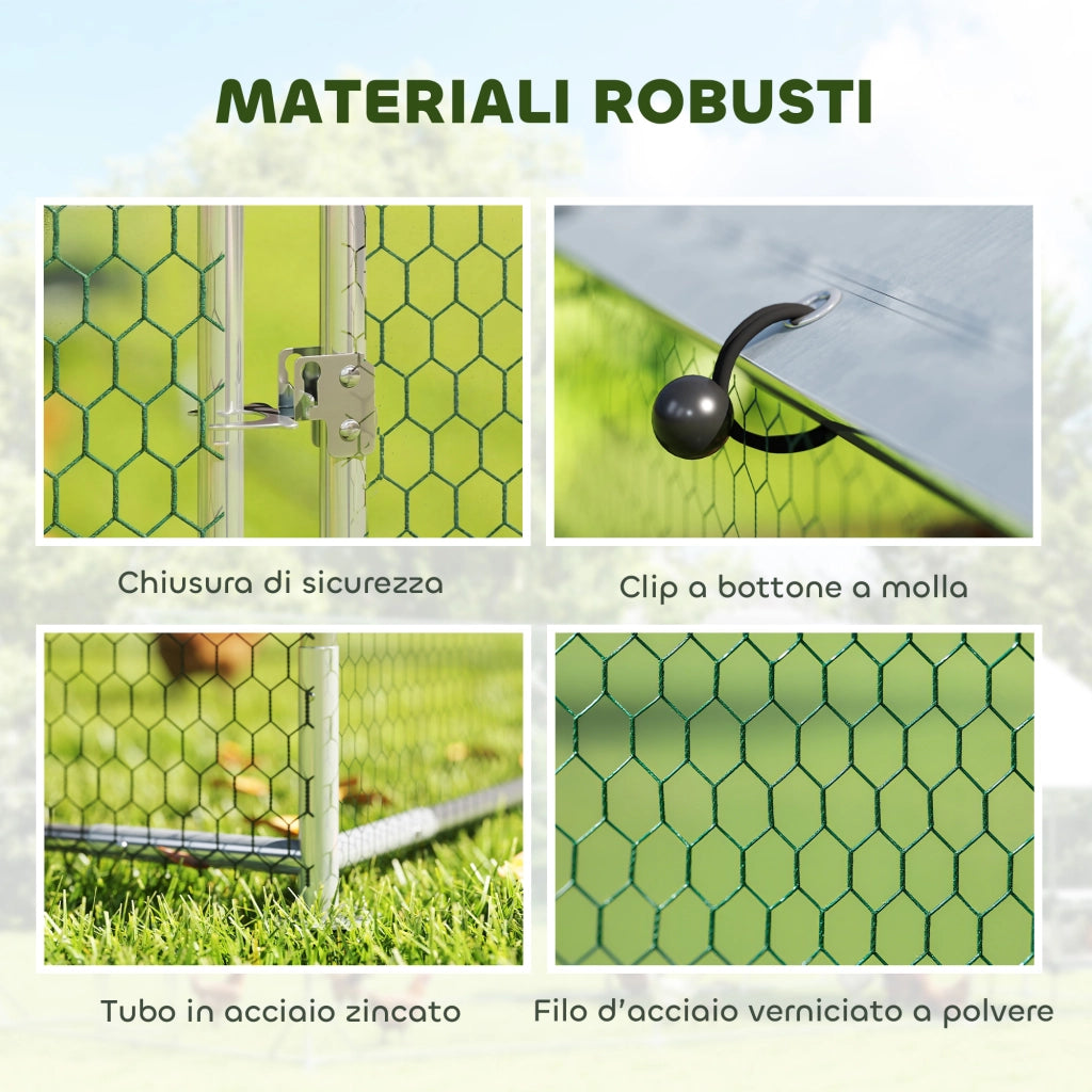 Pollaio per Galline da Giardino ¨C zephmum ¨C Acciaio Zincato Argento 2.8x3.4x1.9 m
