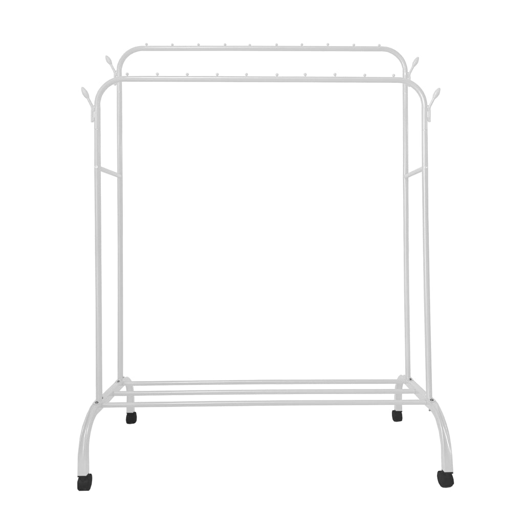 Appendiabiti Donkey Premium Maxi a 1 supporto Nyana Home 152x110x56 cm, 2 barre appendiabiti, 4 ganci laterali, 1 ripiano inferiore Bianco.
