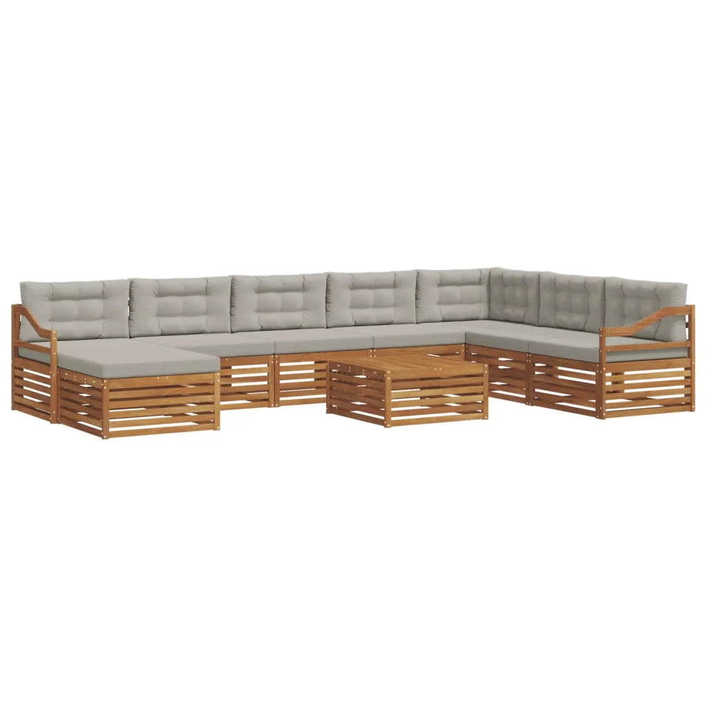 Set di divani da esterno 9 pcs Grigio Naturale e Chiaro
