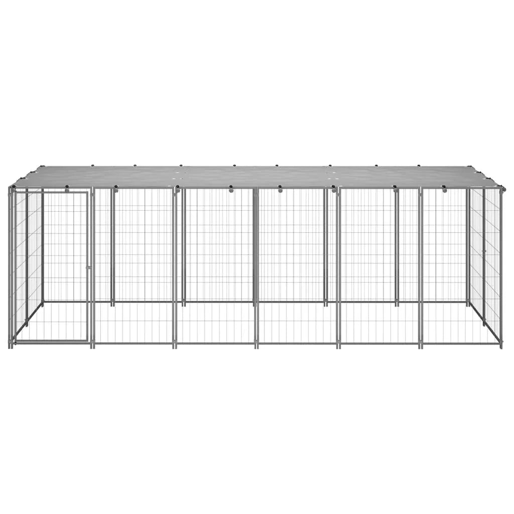 Gabbia per cani da esterno per animali parco cani argento 330 x 110 x 110 cm acciaio 02_0000270