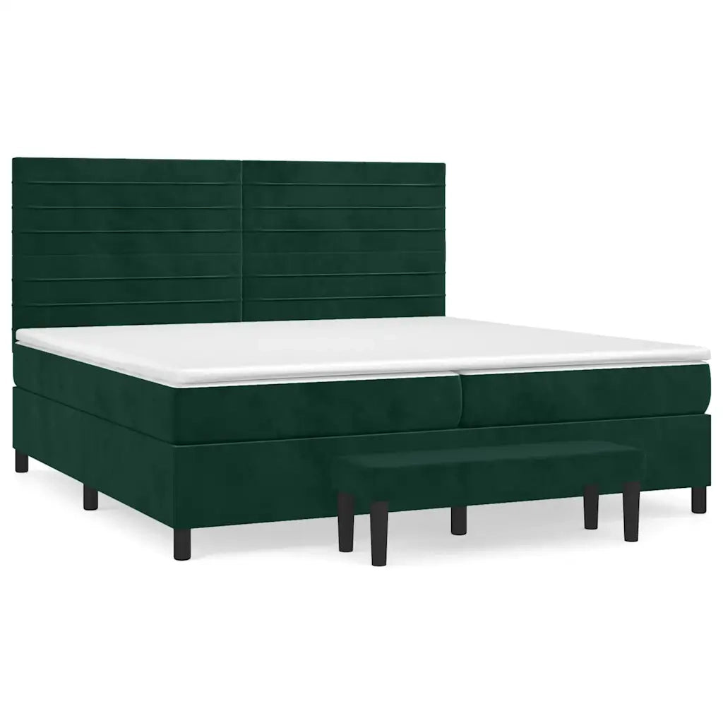 Giroletto a Molle con Materasso Verde Scuro 200x200 cm Velluto
