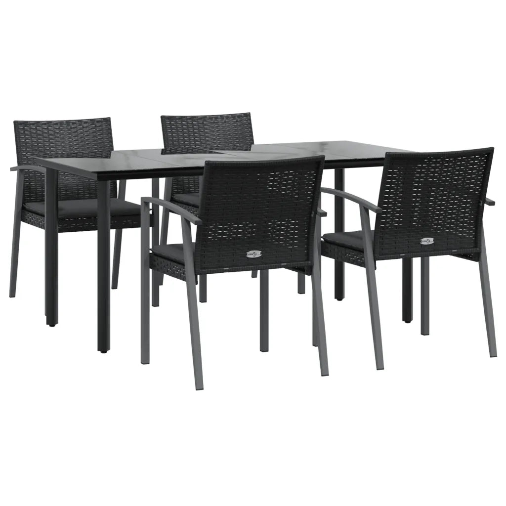 Set Pranzo da Giardino 5pz con Cuscini in Polyrattan e Acciaiocod mxl 124563