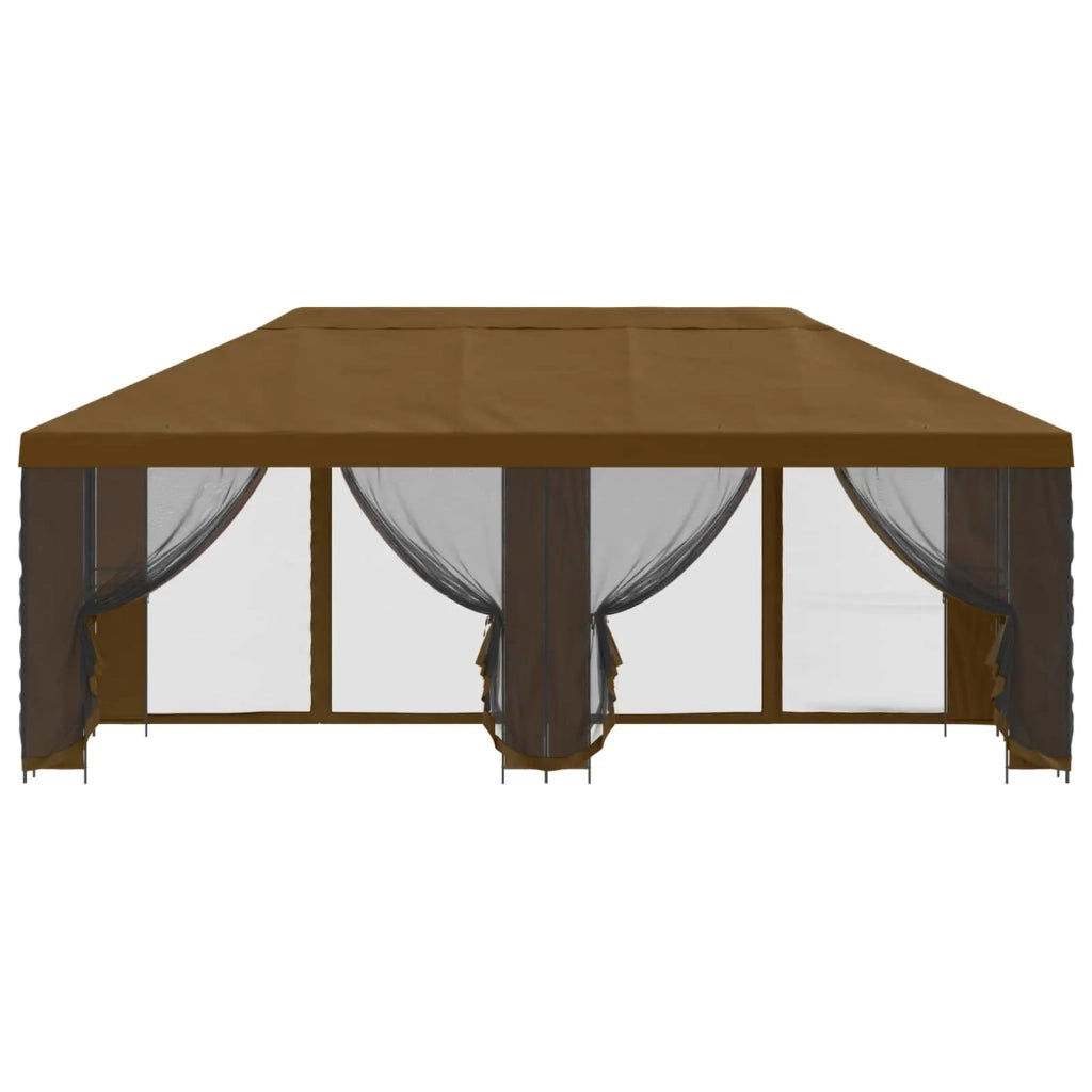 Gazebo con pareti laterali 6 x 3 m Tortora Poliestere e Acciaio
