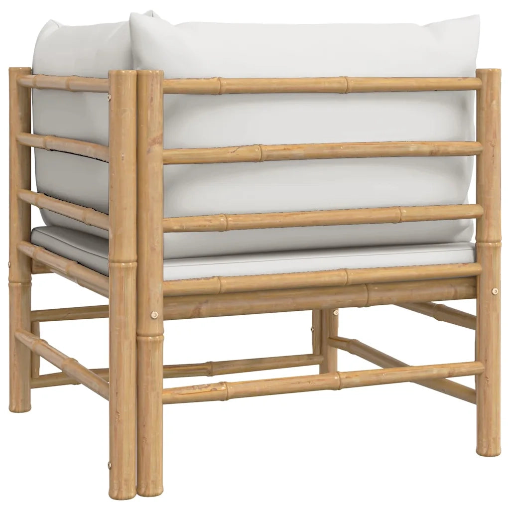 Divano Angolare da Giardino con Cuscini-Sofa da Giardino-Divanetto da esterno Grigio Chiaro Bamb¨´
