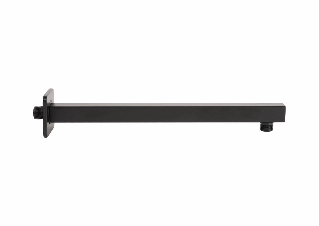 Braccio doccia quadrato nero opaco da 35,5 cm