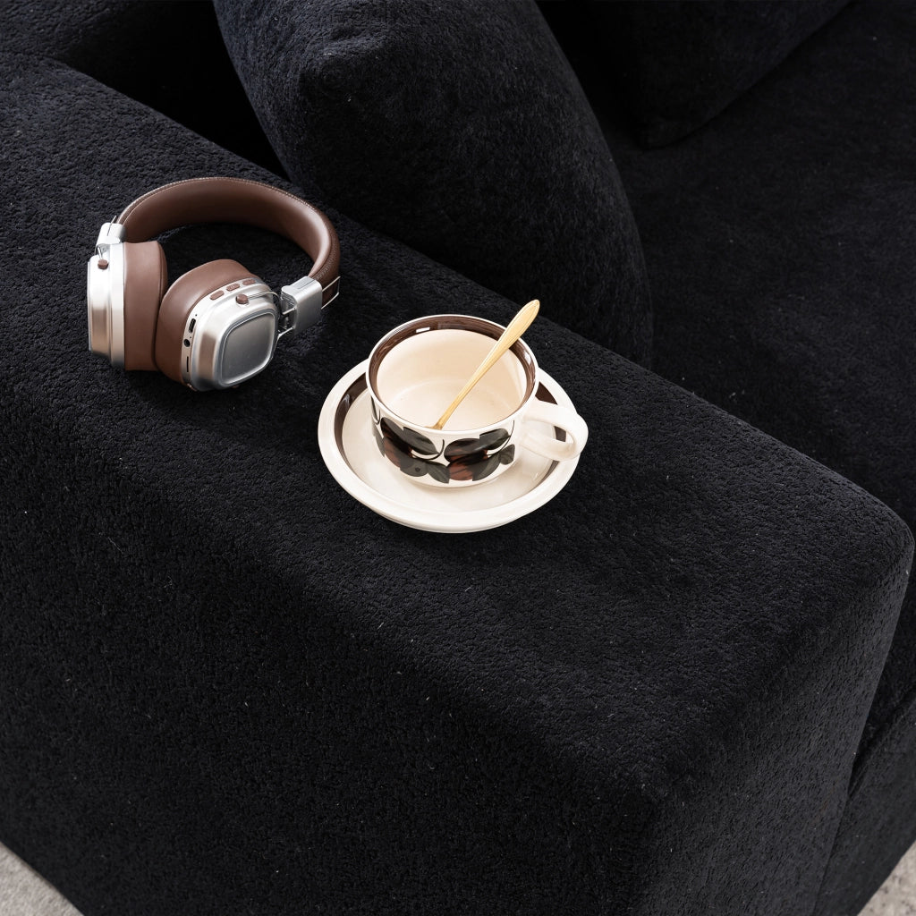 DIVANO MODULARE SENZA MONTAGGIO IN CHENILLE NERO