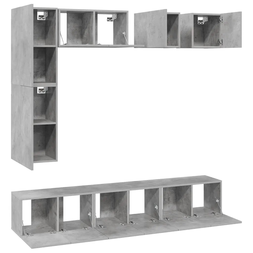Set Porta TV 8 pz Grigio Cemento in Truciolato  cod mxl 64440