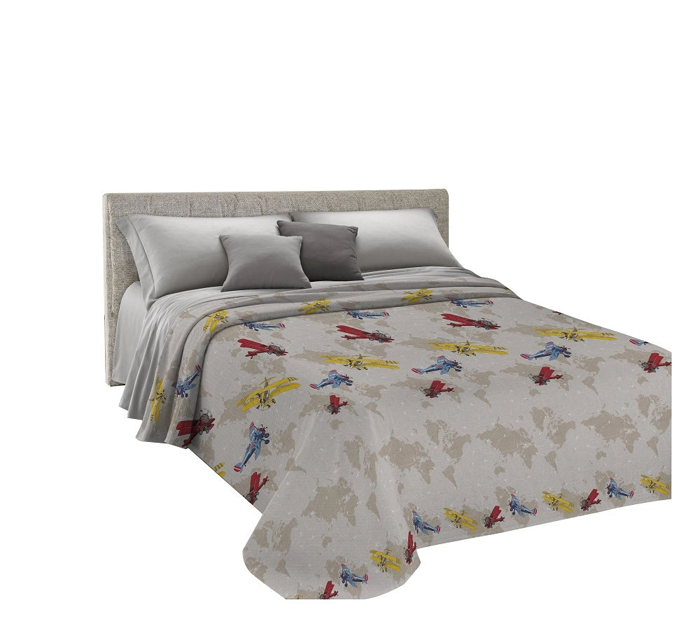 Copriletto estivo made in Italy 100% cotone linea Aerei Singolo - Beige